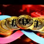 a pile of bitcoins sitting on top of each other
